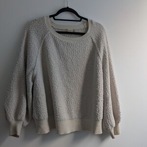 Altar'd State Cream Textured Crew Neck Sweater